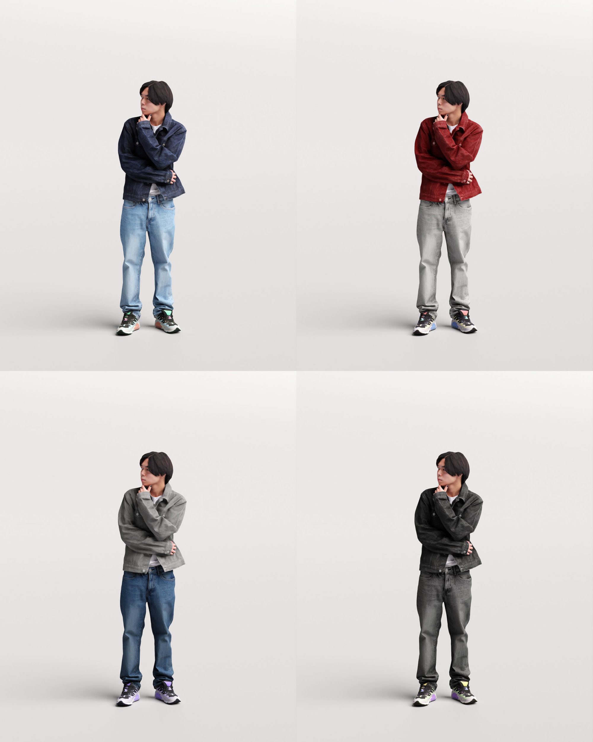 Asian man walking standing by Humano - 3 models and 1 Free model 3D Model Collection_5