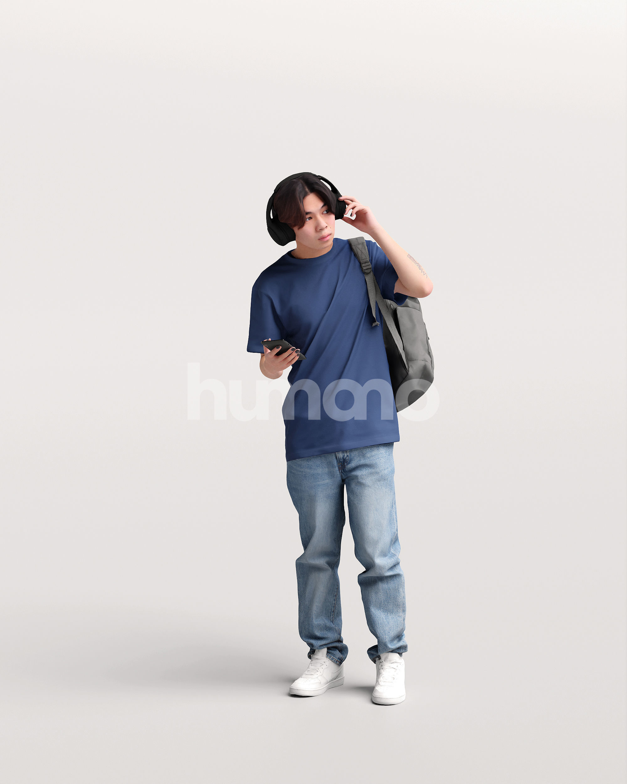 Asian man walking standing by Humano - 3 models and 1 Free model 3D Model Collection_52