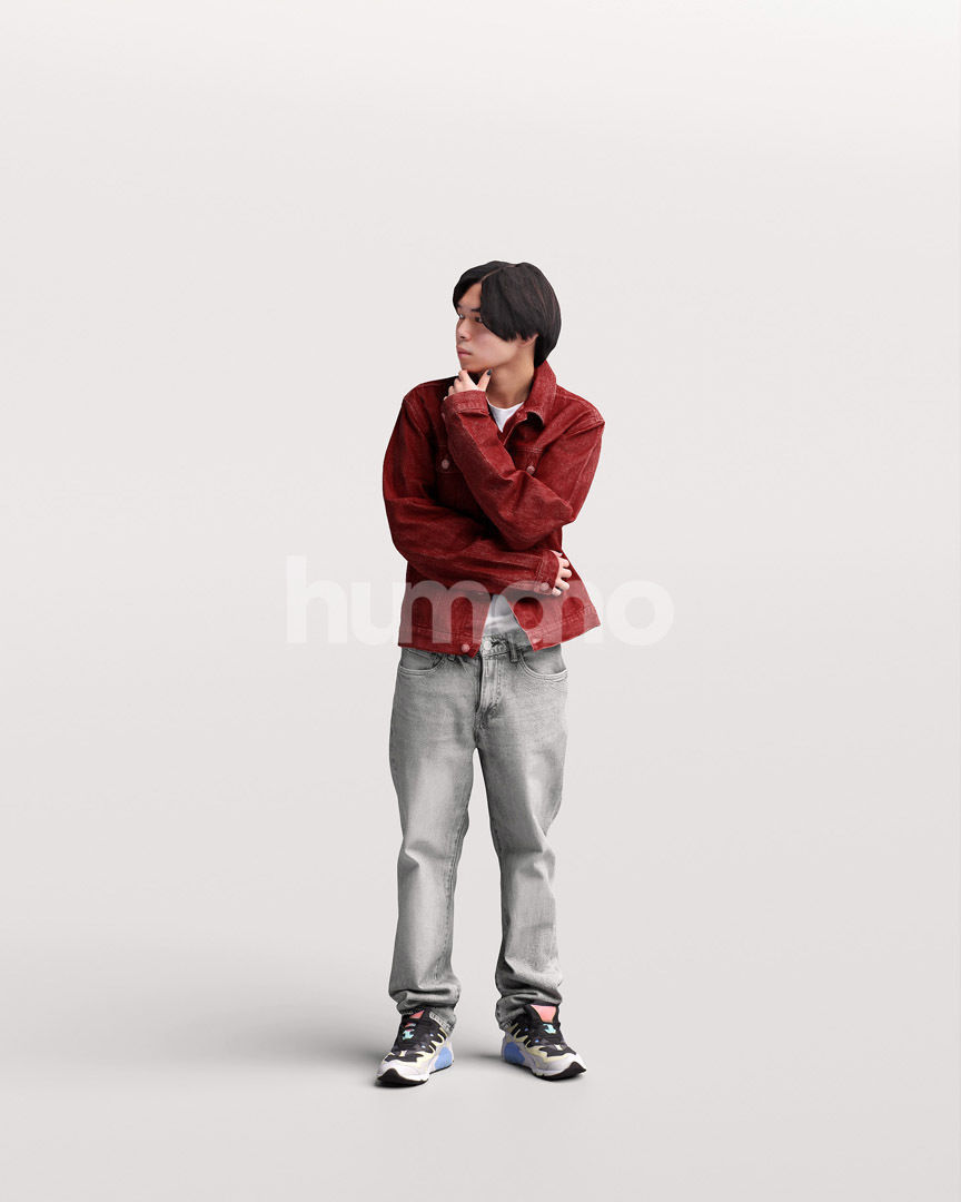 Asian man walking standing by Humano - 3 models and 1 Free model 3D Model Collection_45