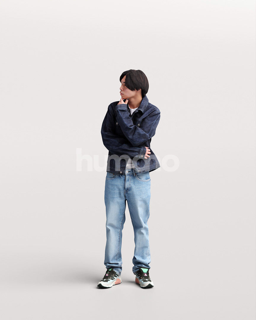Asian man walking standing by Humano - 3 models and 1 Free model 3D Model Collection_19