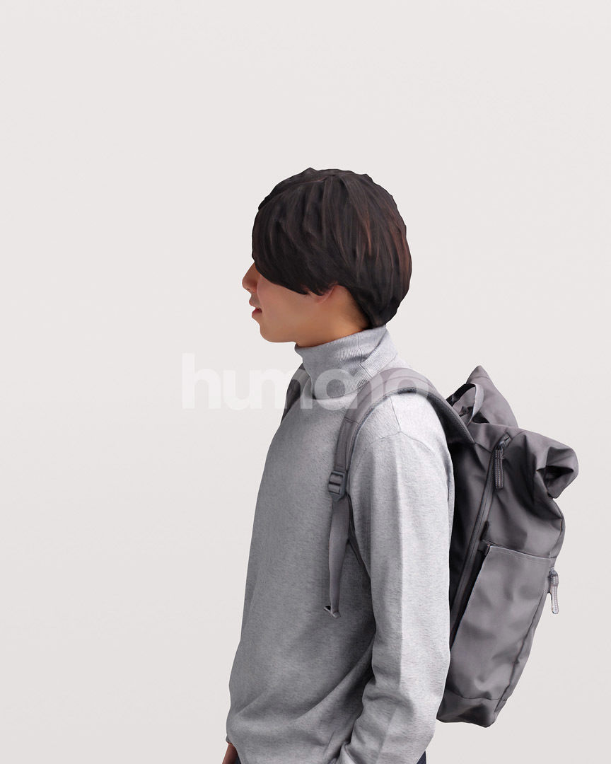 Asian man walking standing by Humano - 3 models and 1 Free model 3D Model Collection_21