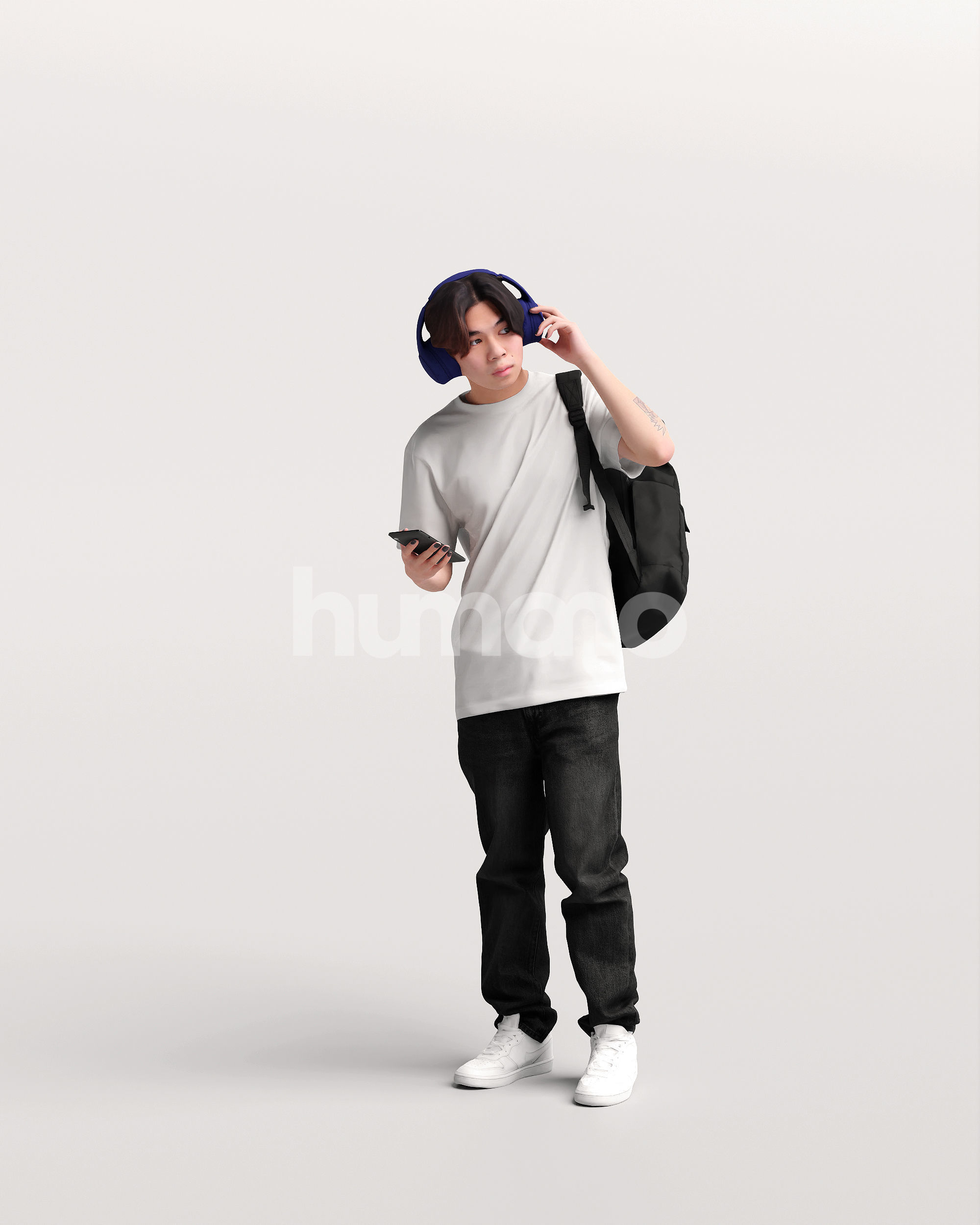 Asian man walking standing by Humano - 3 models and 1 Free model 3D Model Collection_54