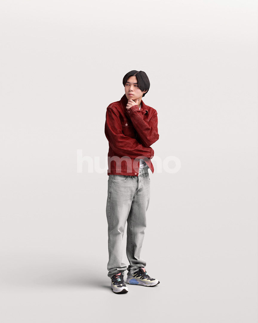 Asian man walking standing by Humano - 3 models and 1 Free model 3D Model Collection_29