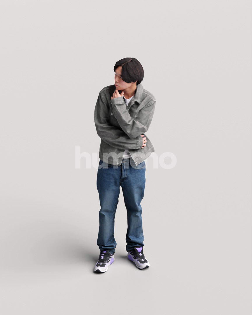 Asian man walking standing by Humano - 3 models and 1 Free model 3D Model Collection_75