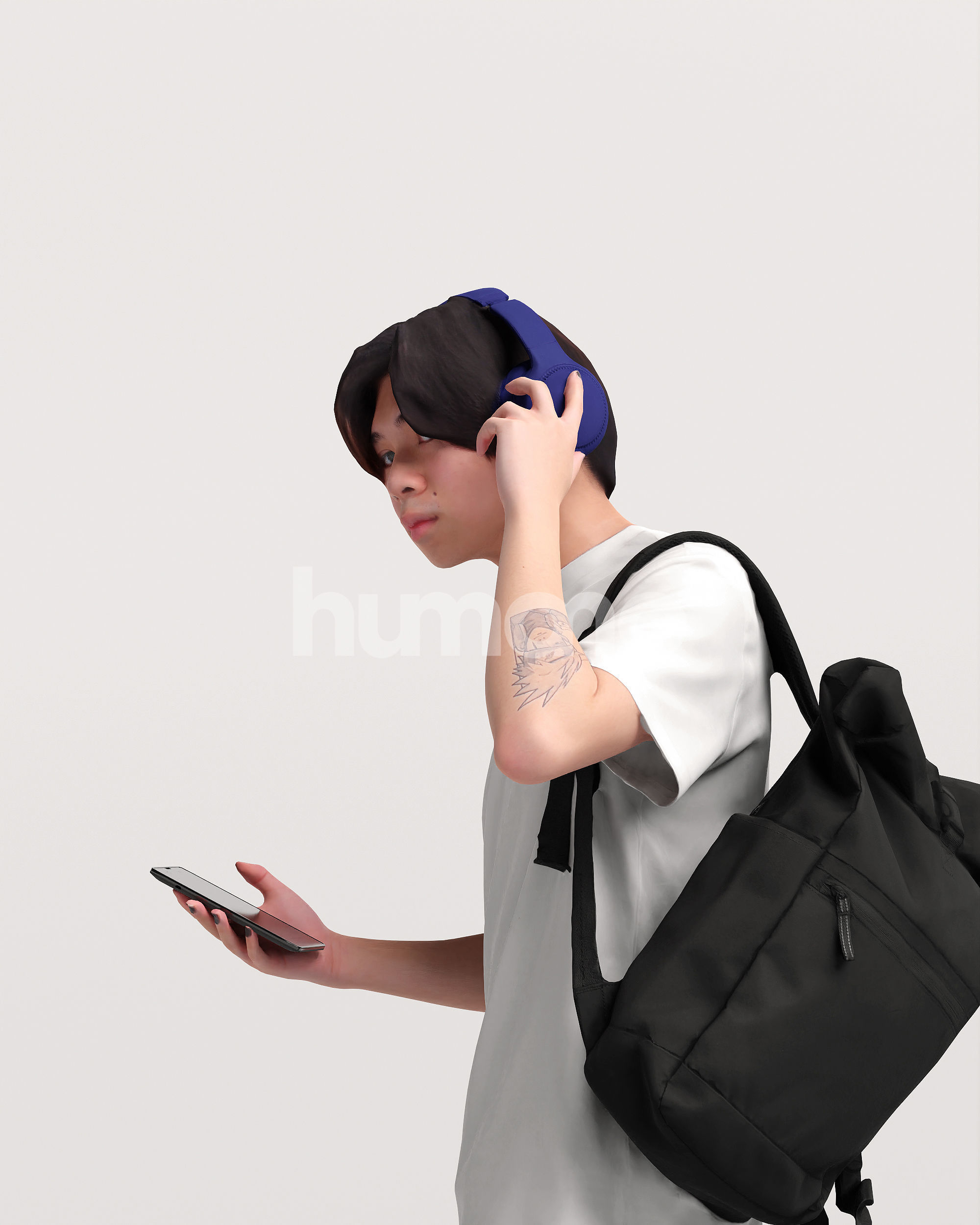 Asian man walking standing by Humano - 3 models and 1 Free model 3D Model Collection_49