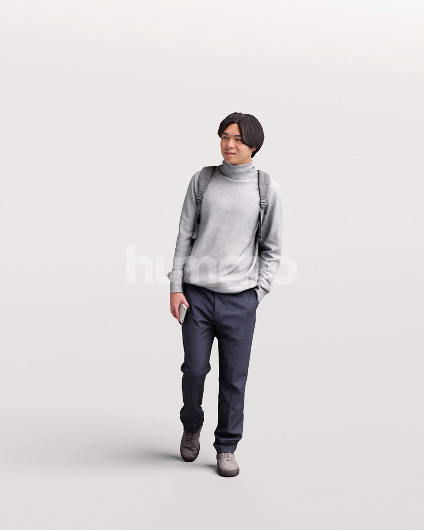 Asian man walking standing by Humano - 3 models and 1 Free model 3D Model Collection_33