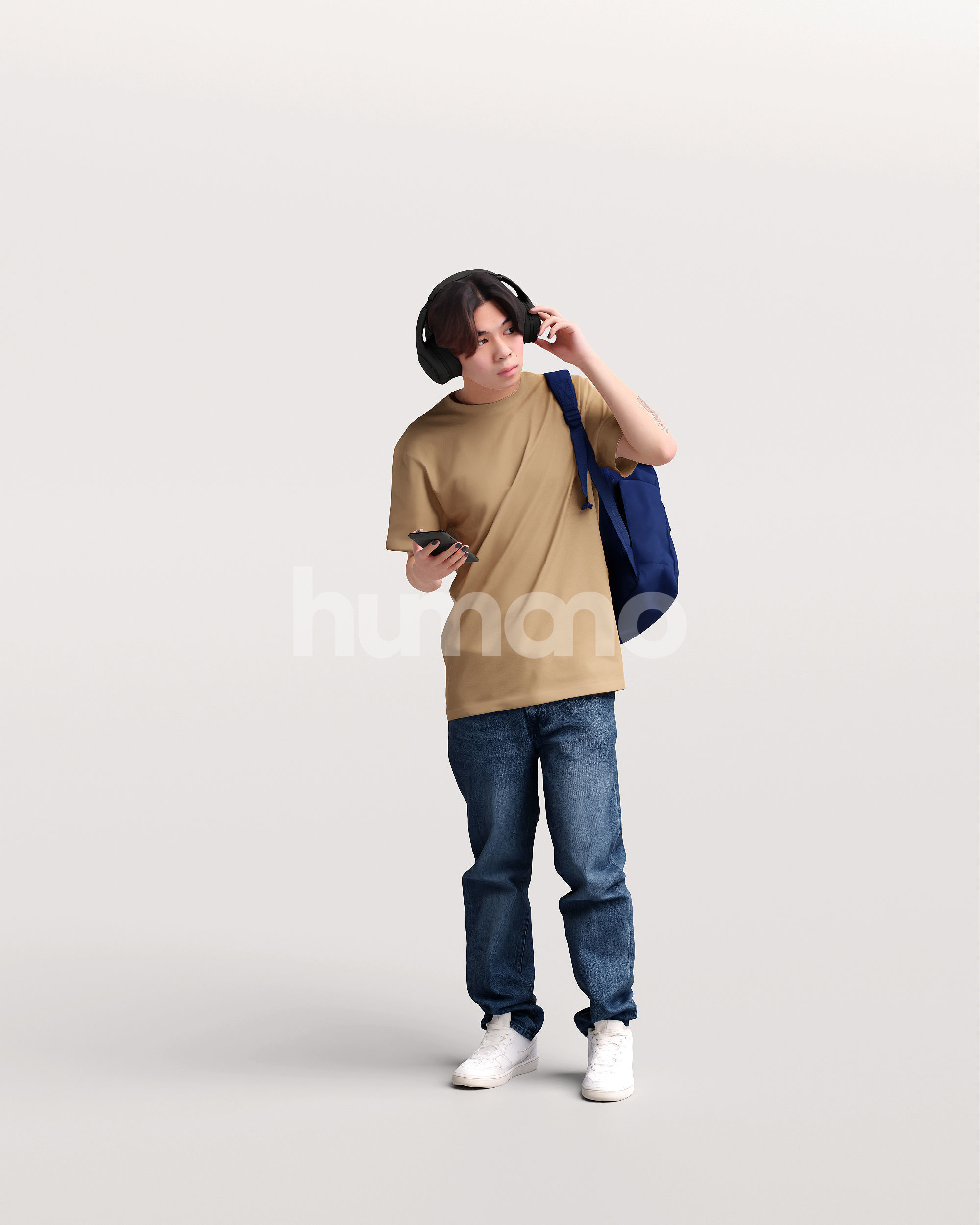 Asian man walking standing by Humano - 3 models and 1 Free model 3D Model Collection_56