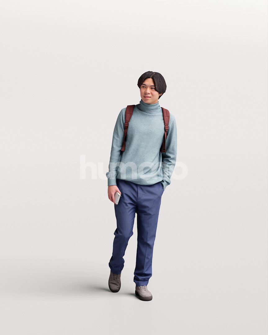 Asian man walking standing by Humano - 3 models and 1 Free model 3D Model Collection_24