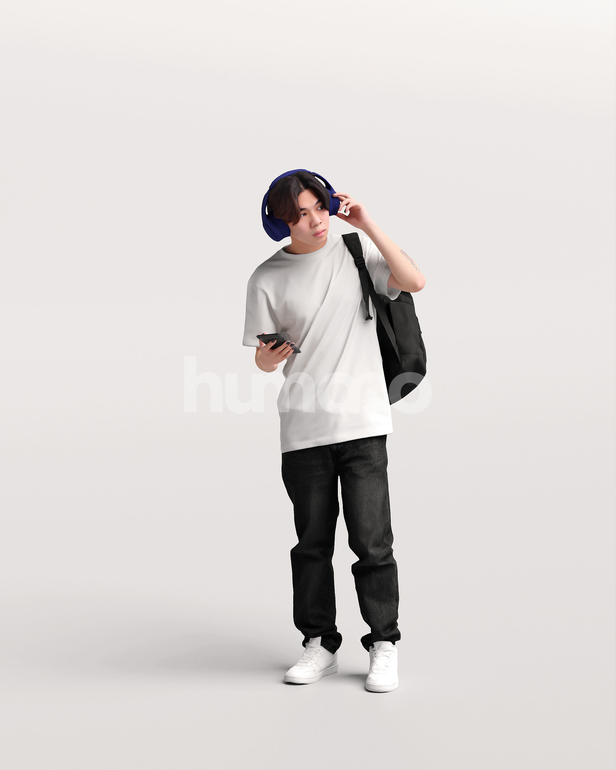 Asian man walking standing by Humano - 3 models and 1 Free model 3D Model Collection_50