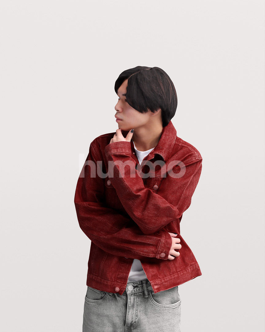 Asian man walking standing by Humano - 3 models and 1 Free model 3D Model Collection_35