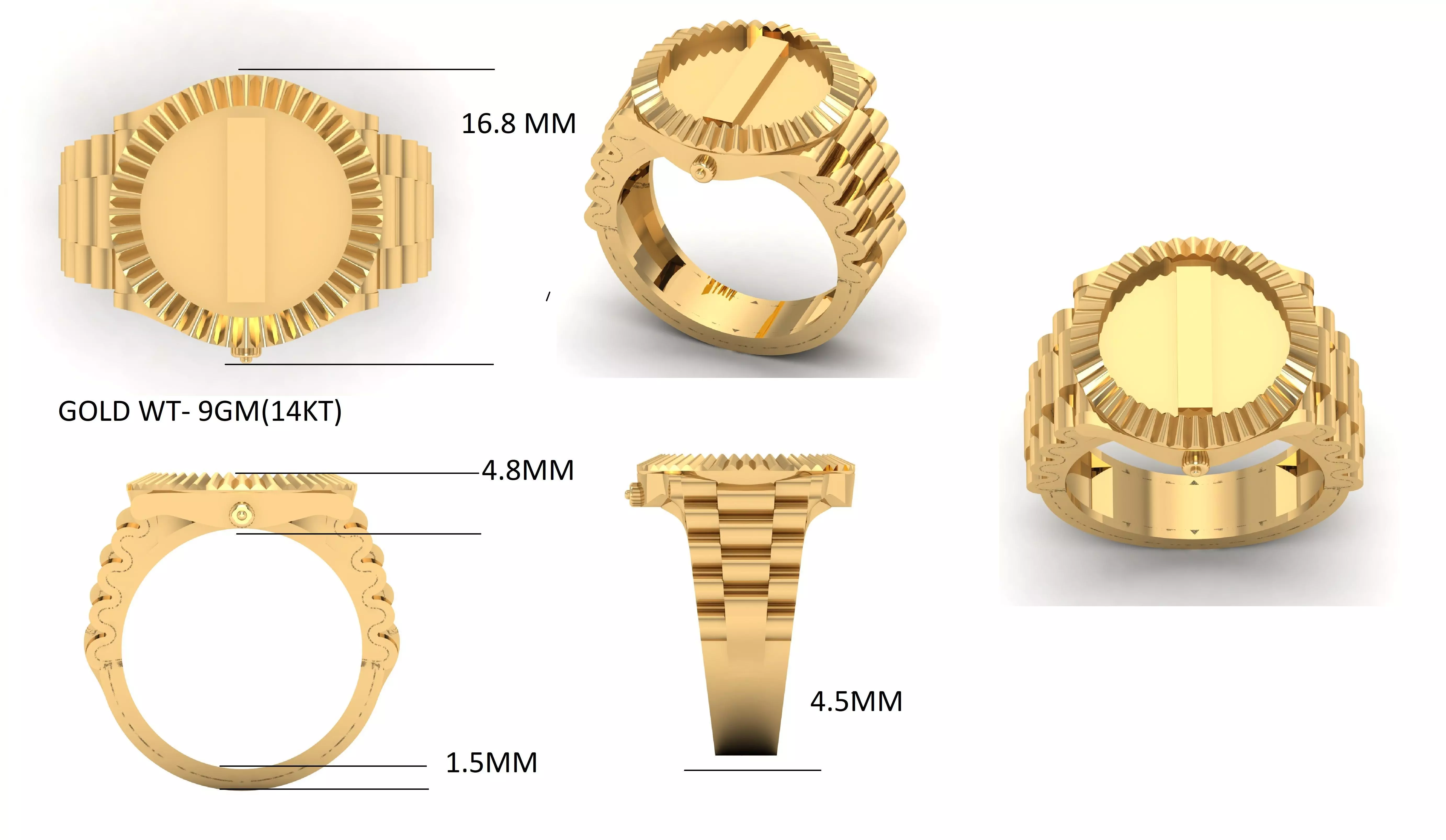 I Letter Glossy ring 3D model Free 3D print model