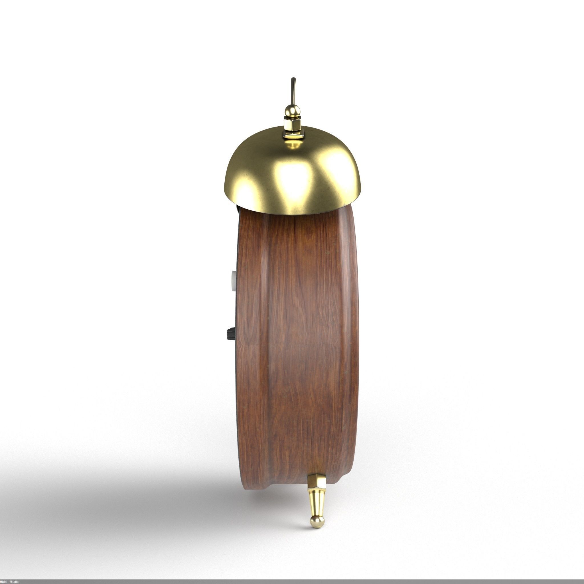 Brown wood Alarm Clock 3D model_5