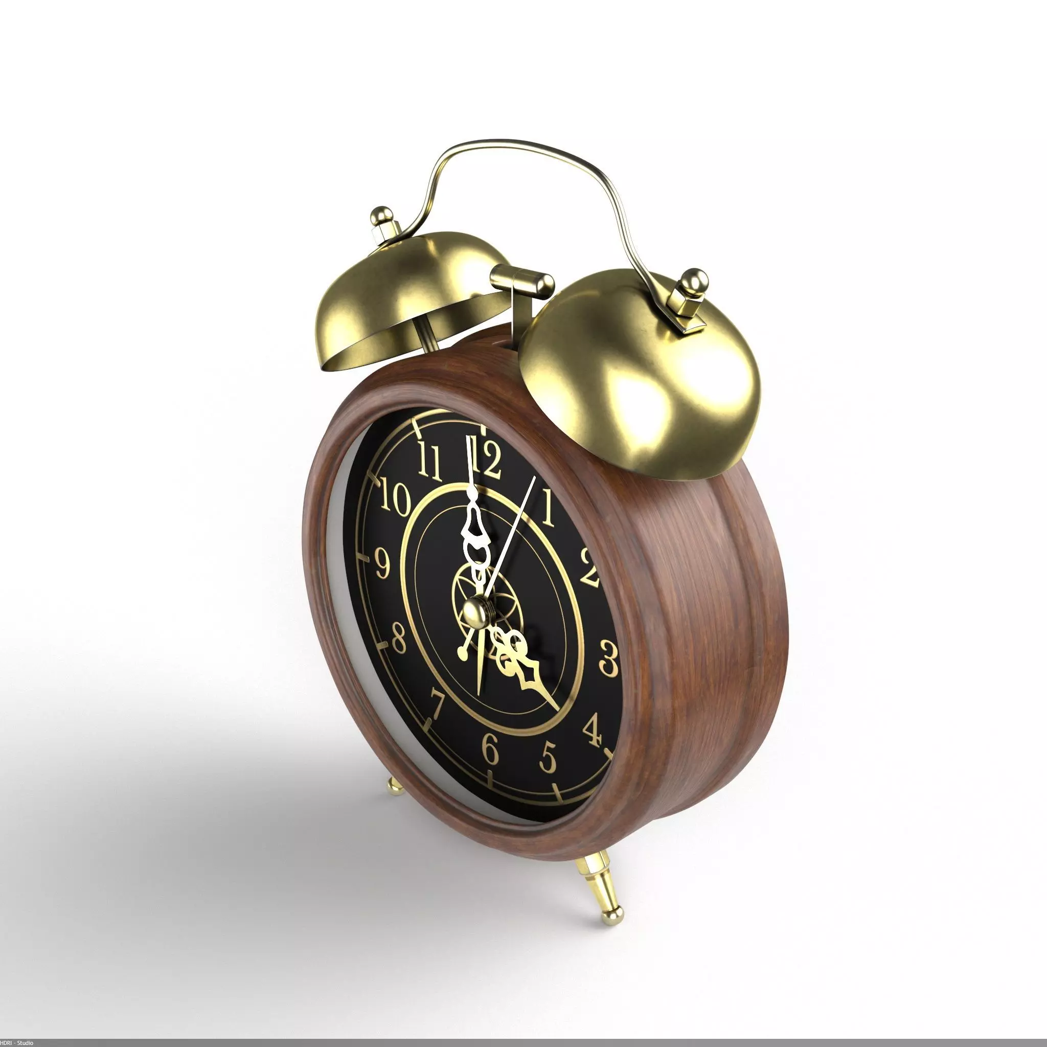 Brown wood Alarm Clock 3D model_0