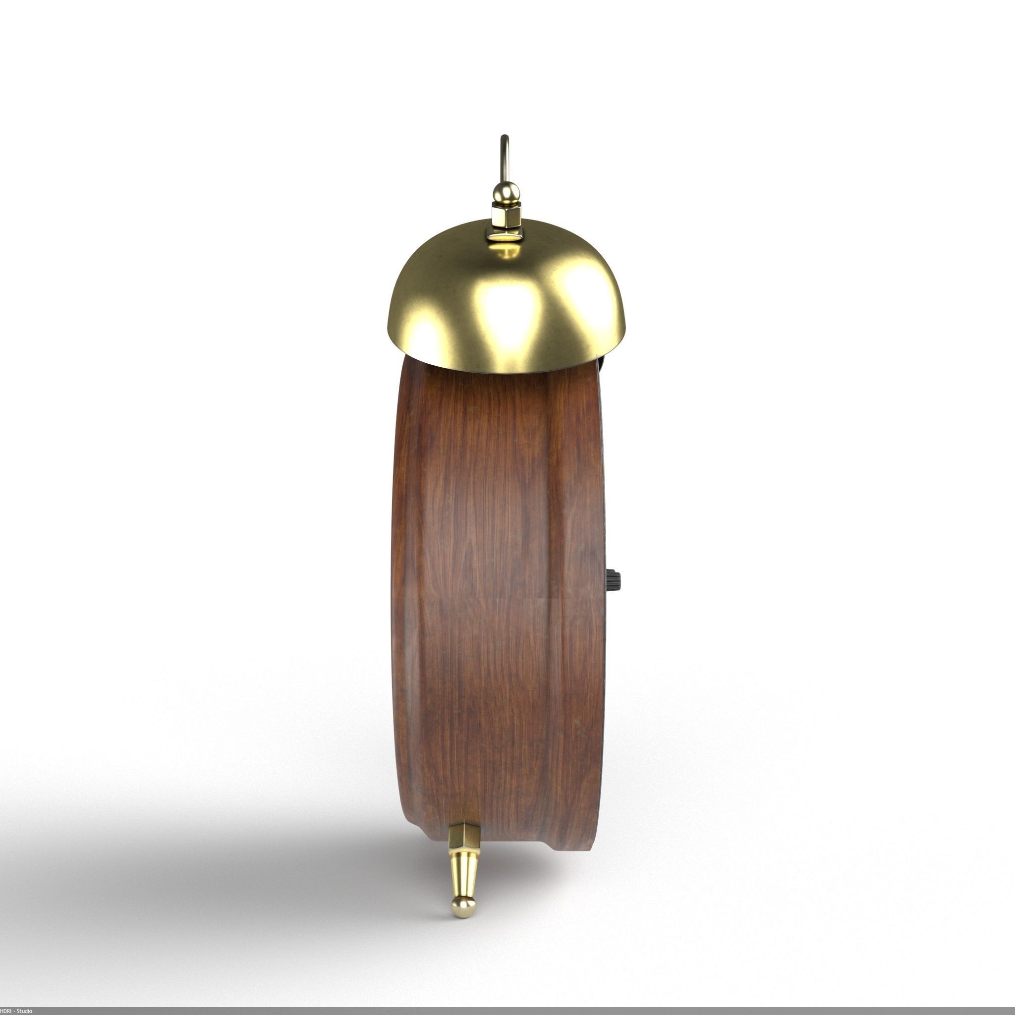 Brown wood Alarm Clock 3D model_4