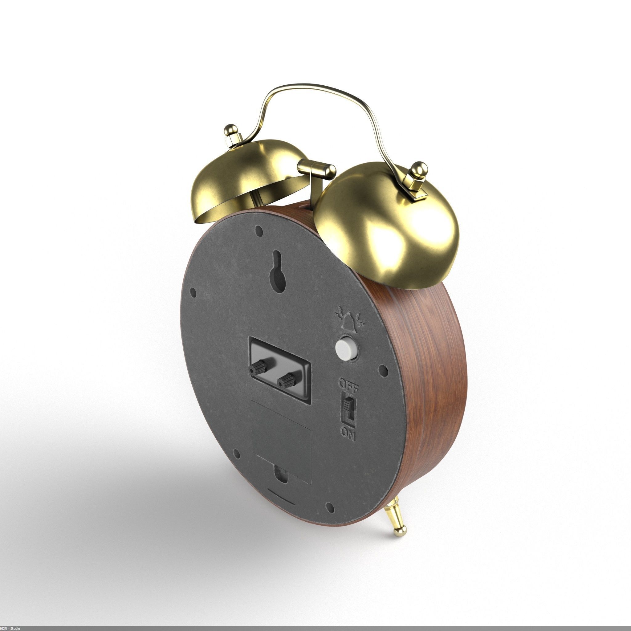 Brown wood Alarm Clock 3D model_1