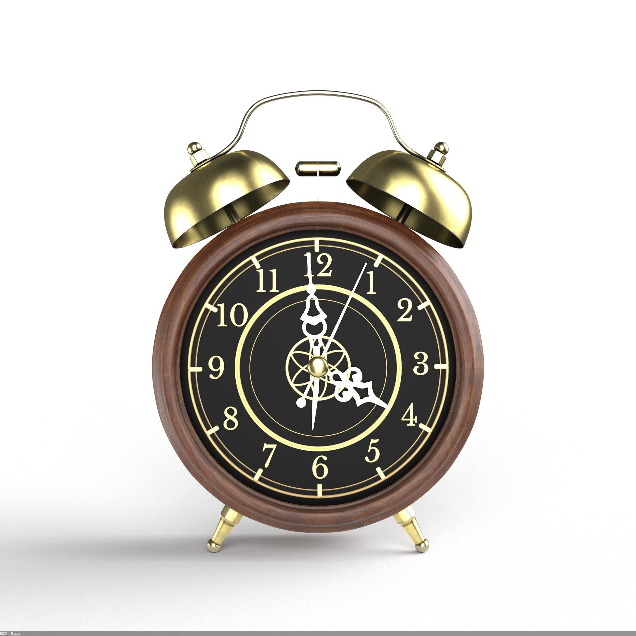 Brown wood Alarm Clock 3D model_2