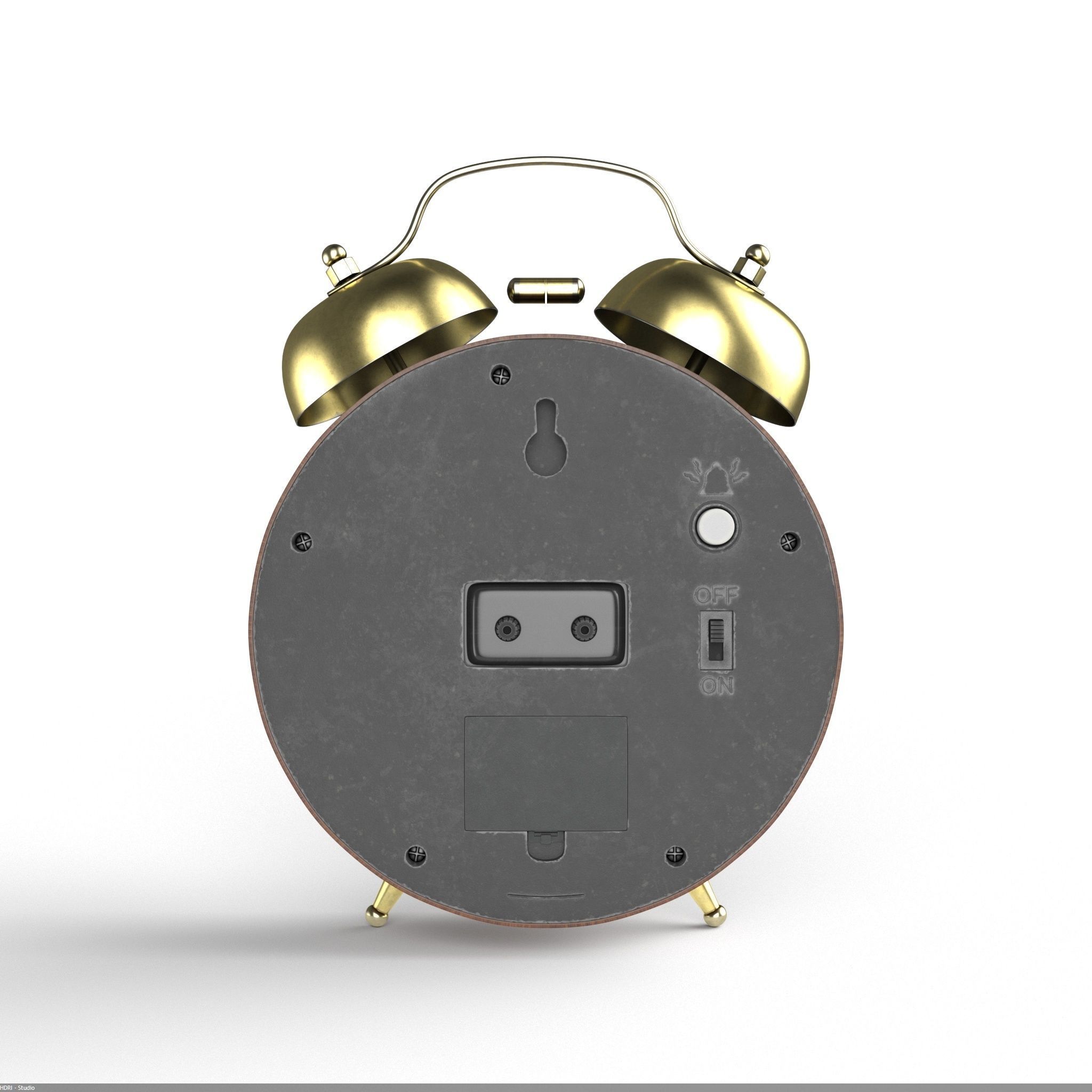 Brown wood Alarm Clock 3D model_3