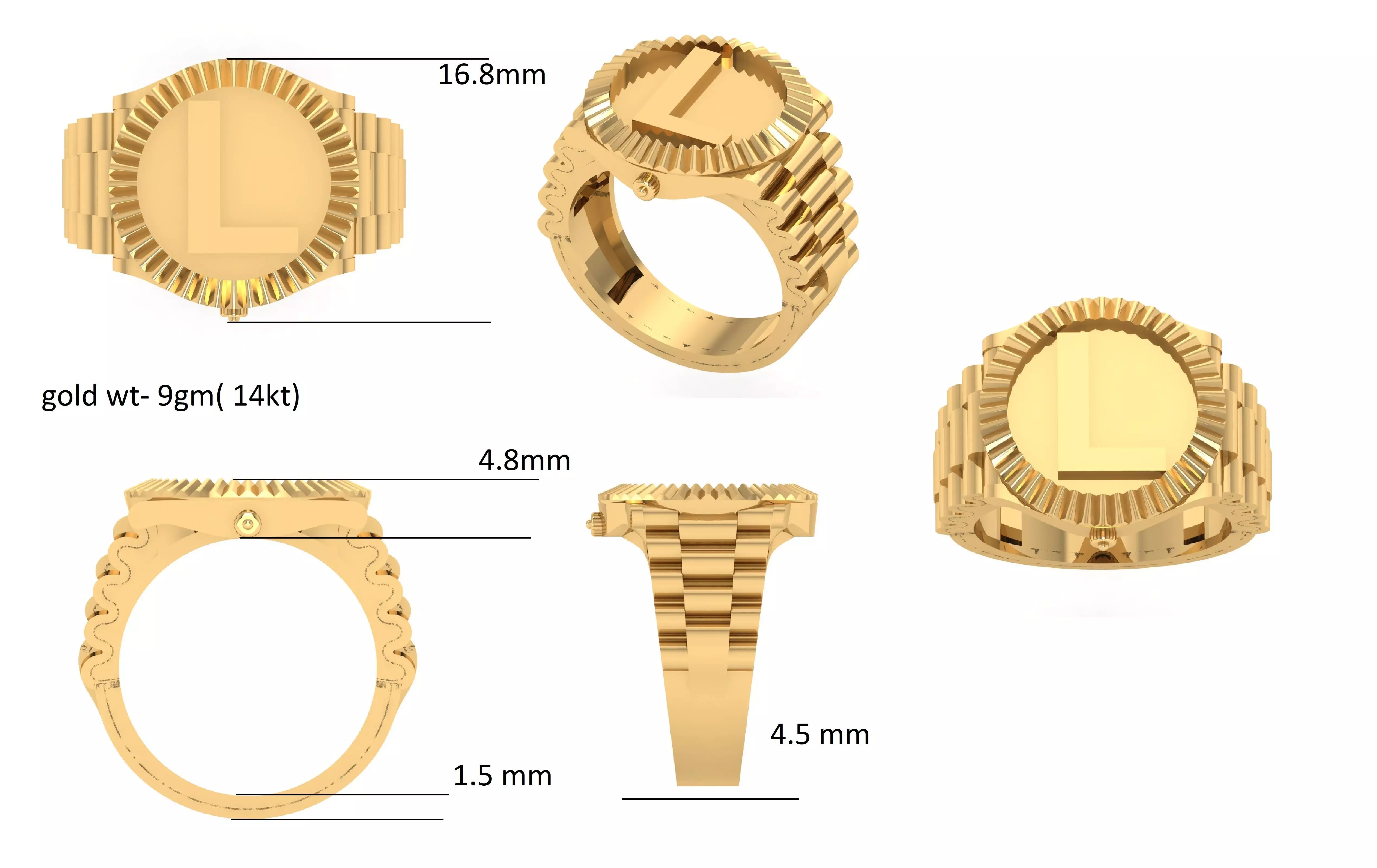 L Letter Glossy ring 3D model Free 3D print model