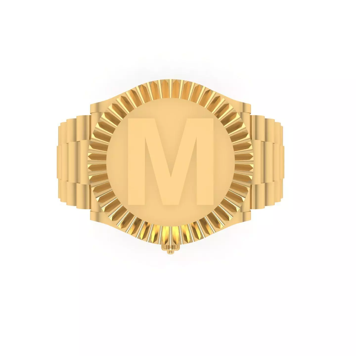 M Letter Glossy ring 3D model Free 3D print model