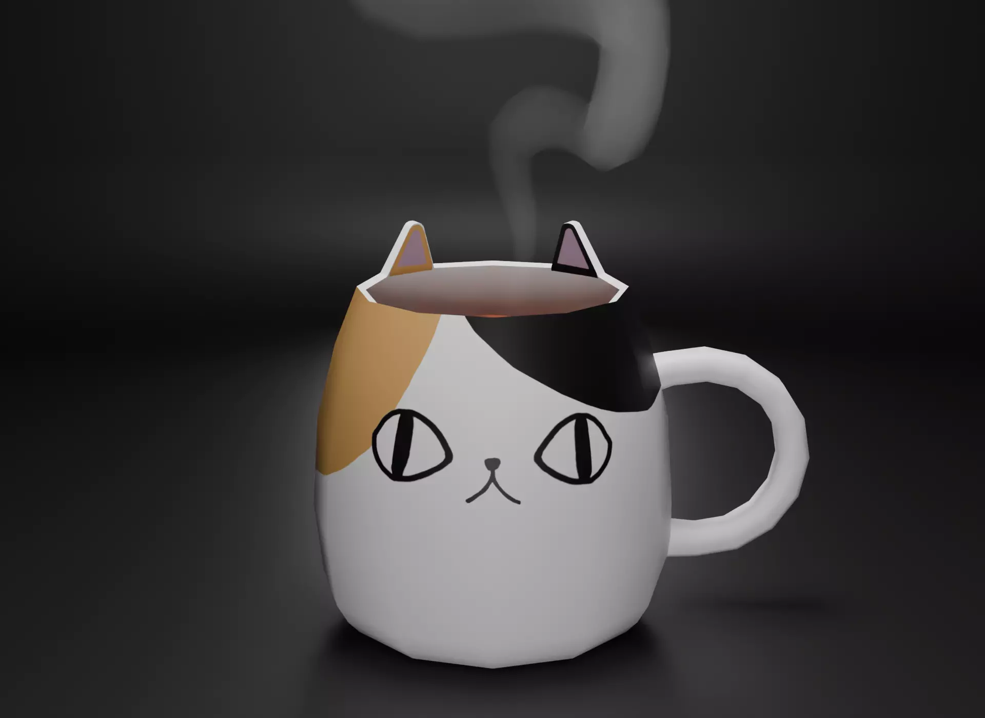 Cat mug Low-poly 3D model