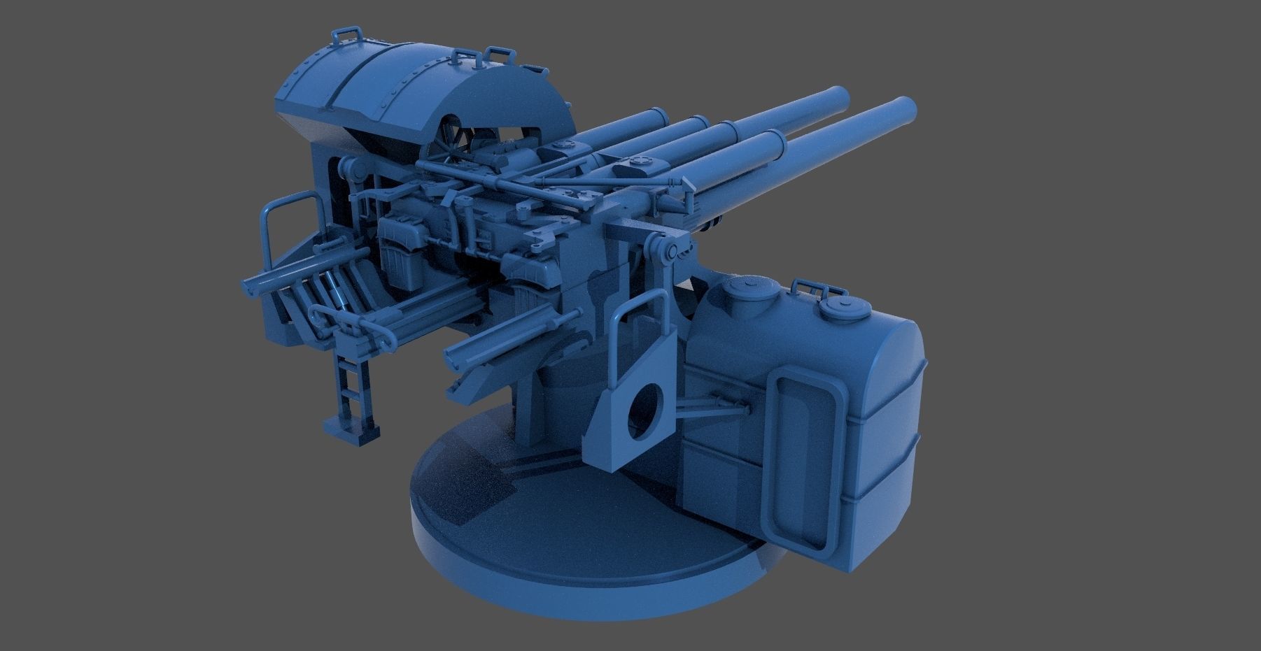 Yamato type 89 AA turret - Personal license - 1-350 scale 3D print model_2