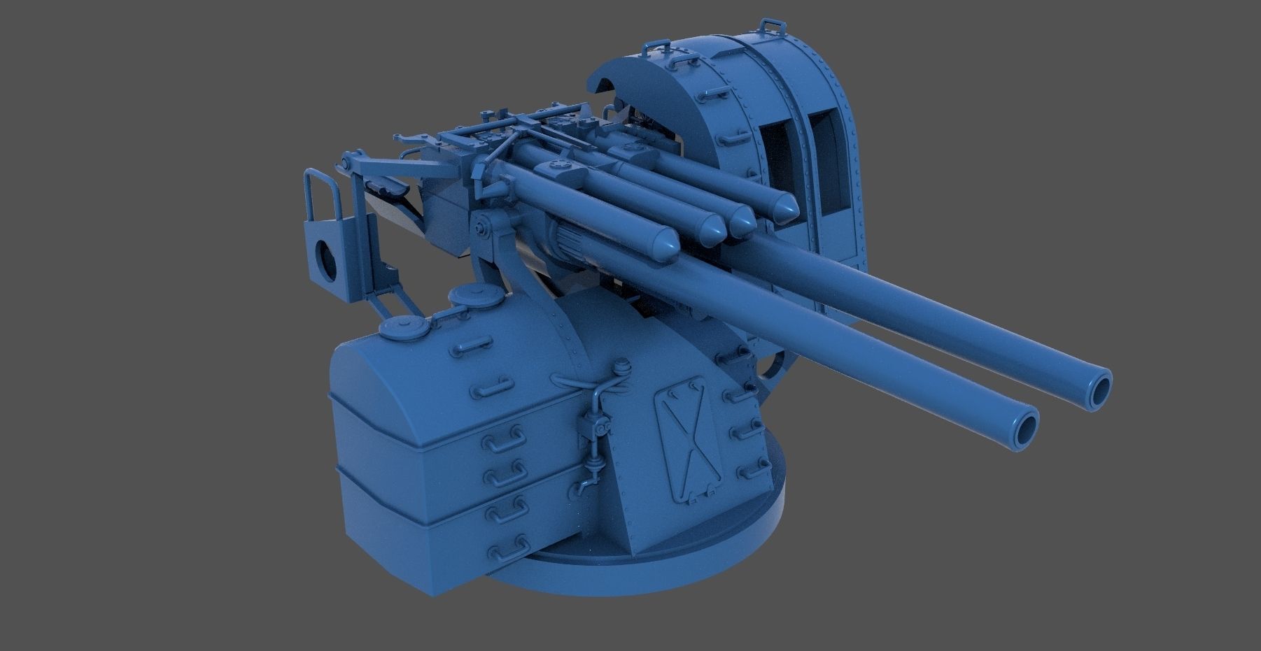 Yamato type 89 AA turret - Personal license - 1-350 scale 3D print model_1