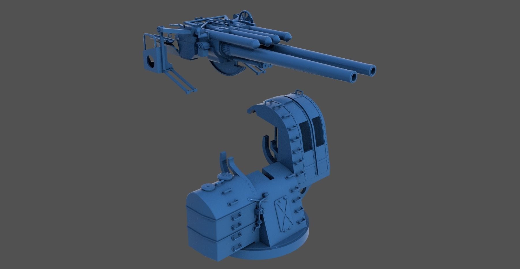 Yamato type 89 AA turret - Personal license - 1-350 scale 3D print model_9