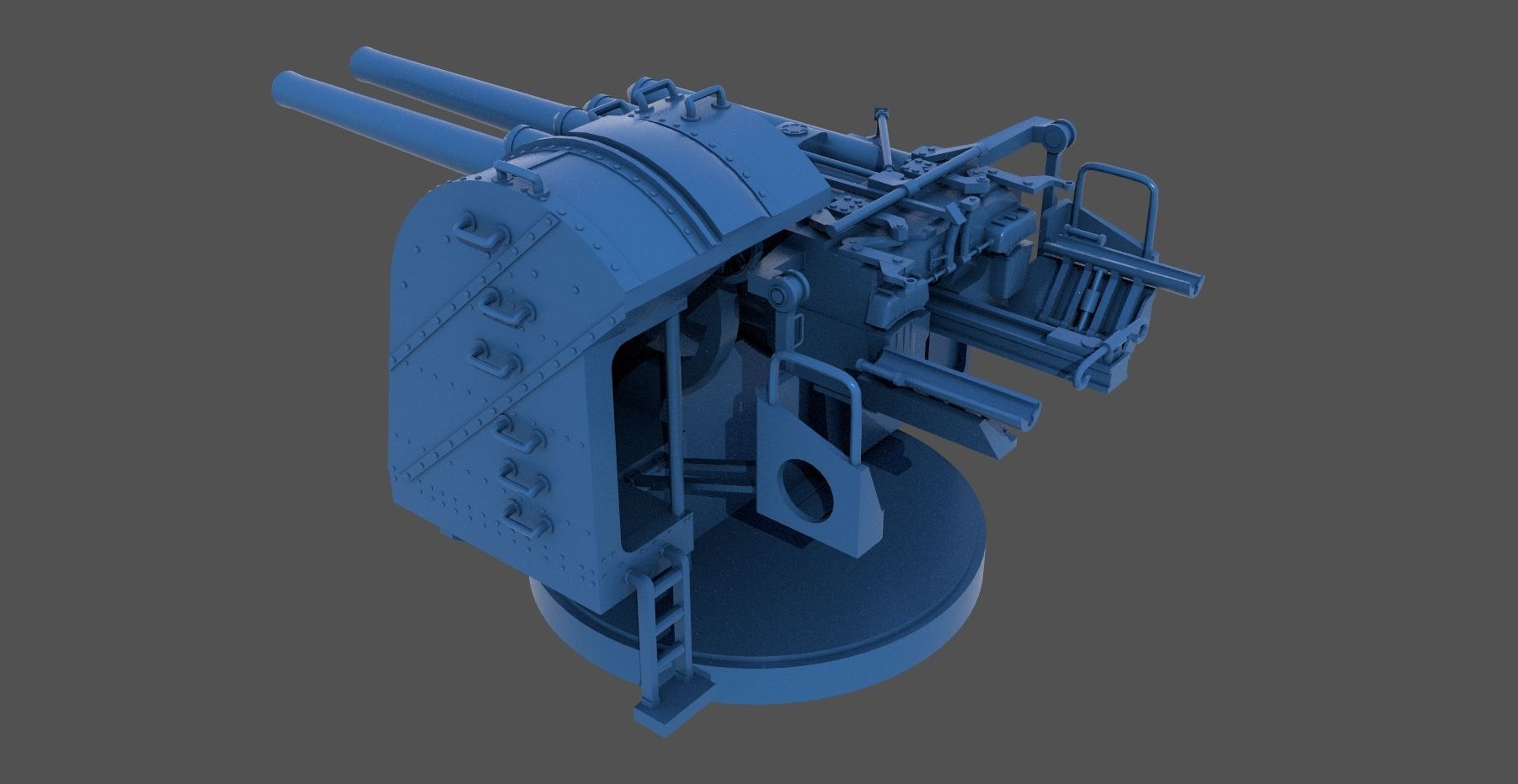 Yamato type 89 AA turret - Personal license - 1-350 scale 3D print model_3