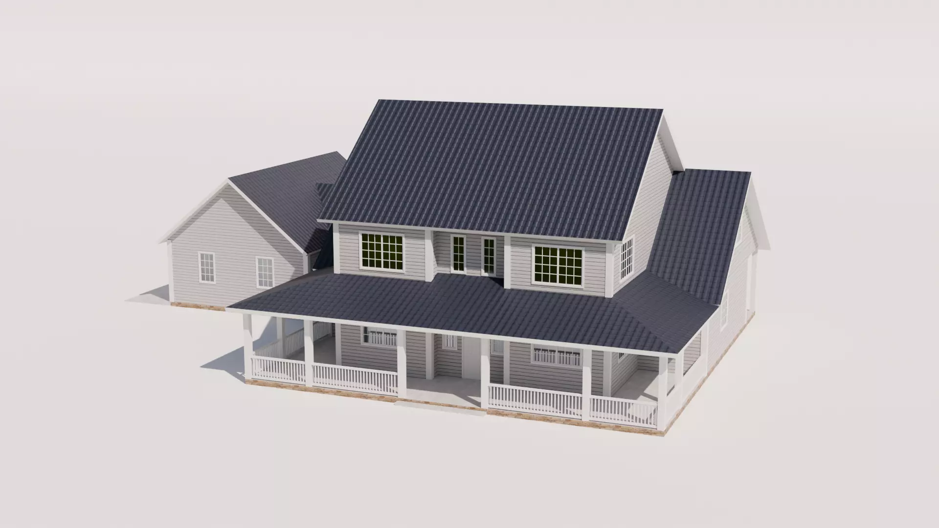 Country Style House Model 2 Low-poly 3D model_0