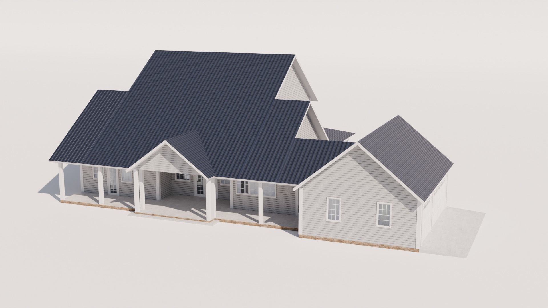 Country Style House Model 2 Low-poly 3D model_3