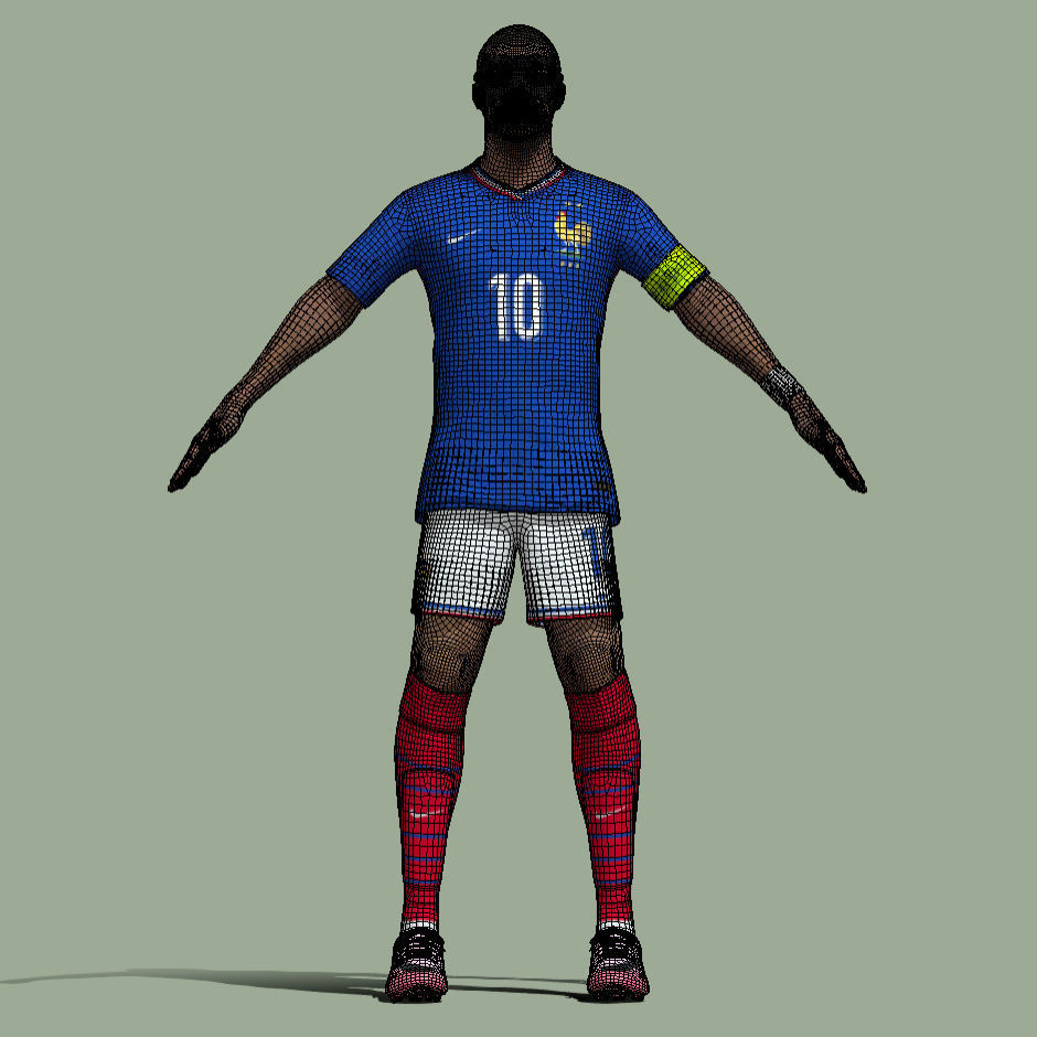 T-Pose Rigged Mbappe France Euro 2024 3D model_8