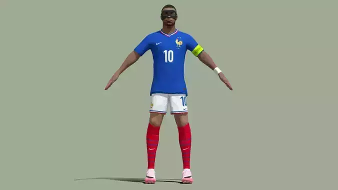 T-Pose Rigged Mbappe France Euro 2024