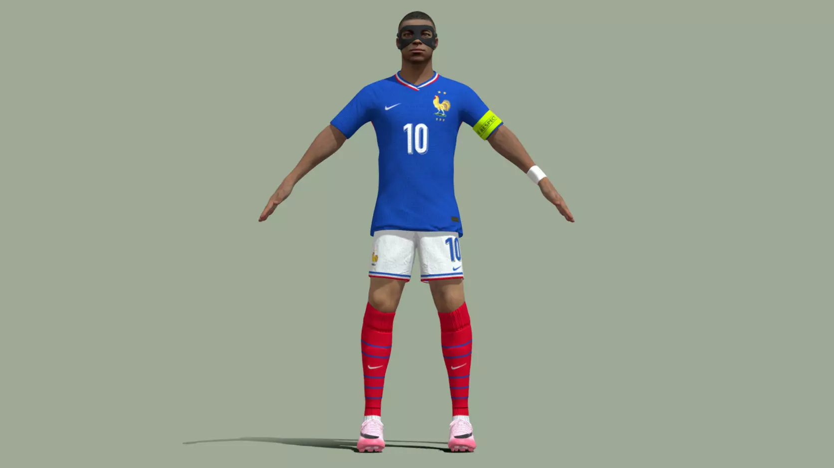 T-Pose Rigged Mbappe France Euro 2024 3D model_0