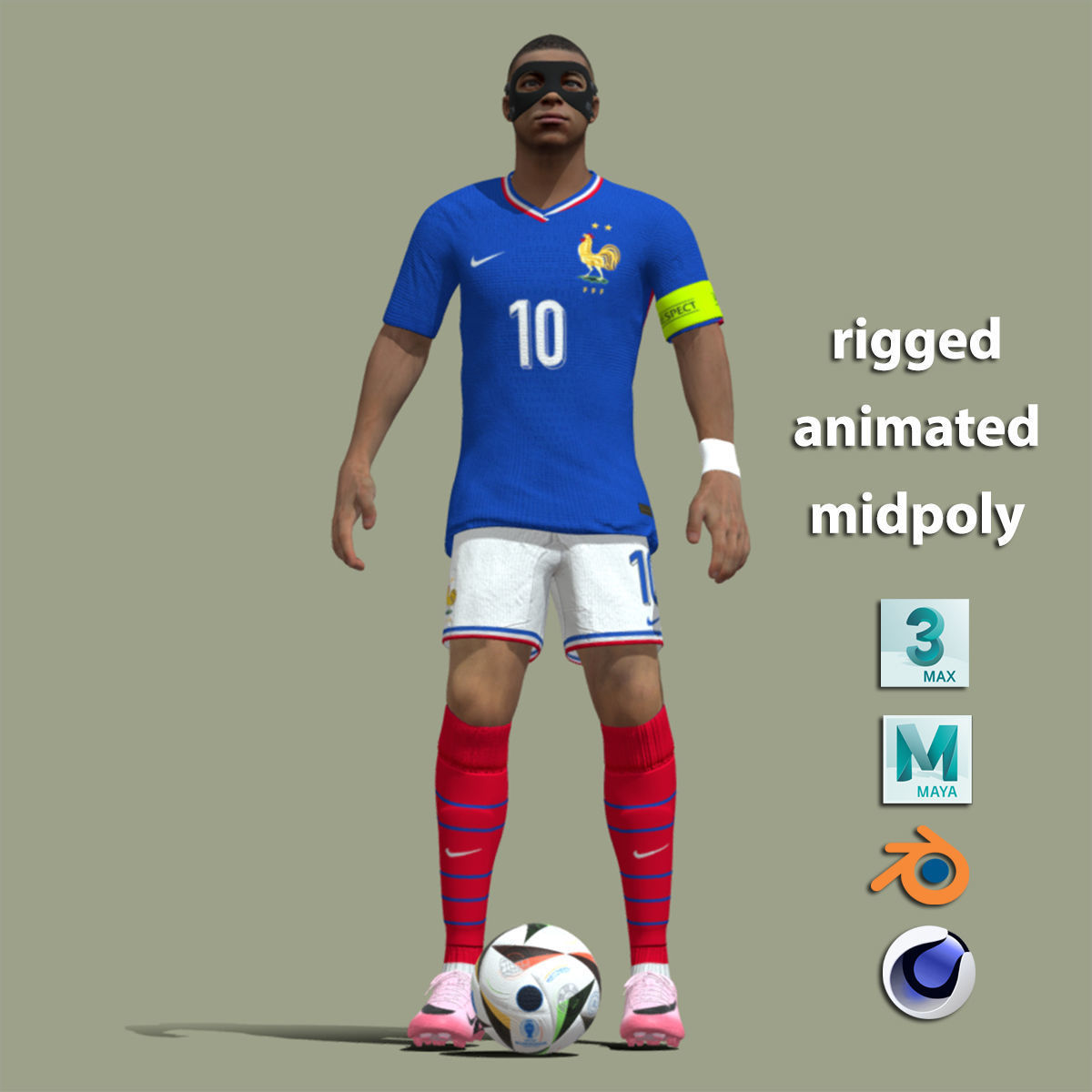 Mbappe France Euro 2024 3D model_4