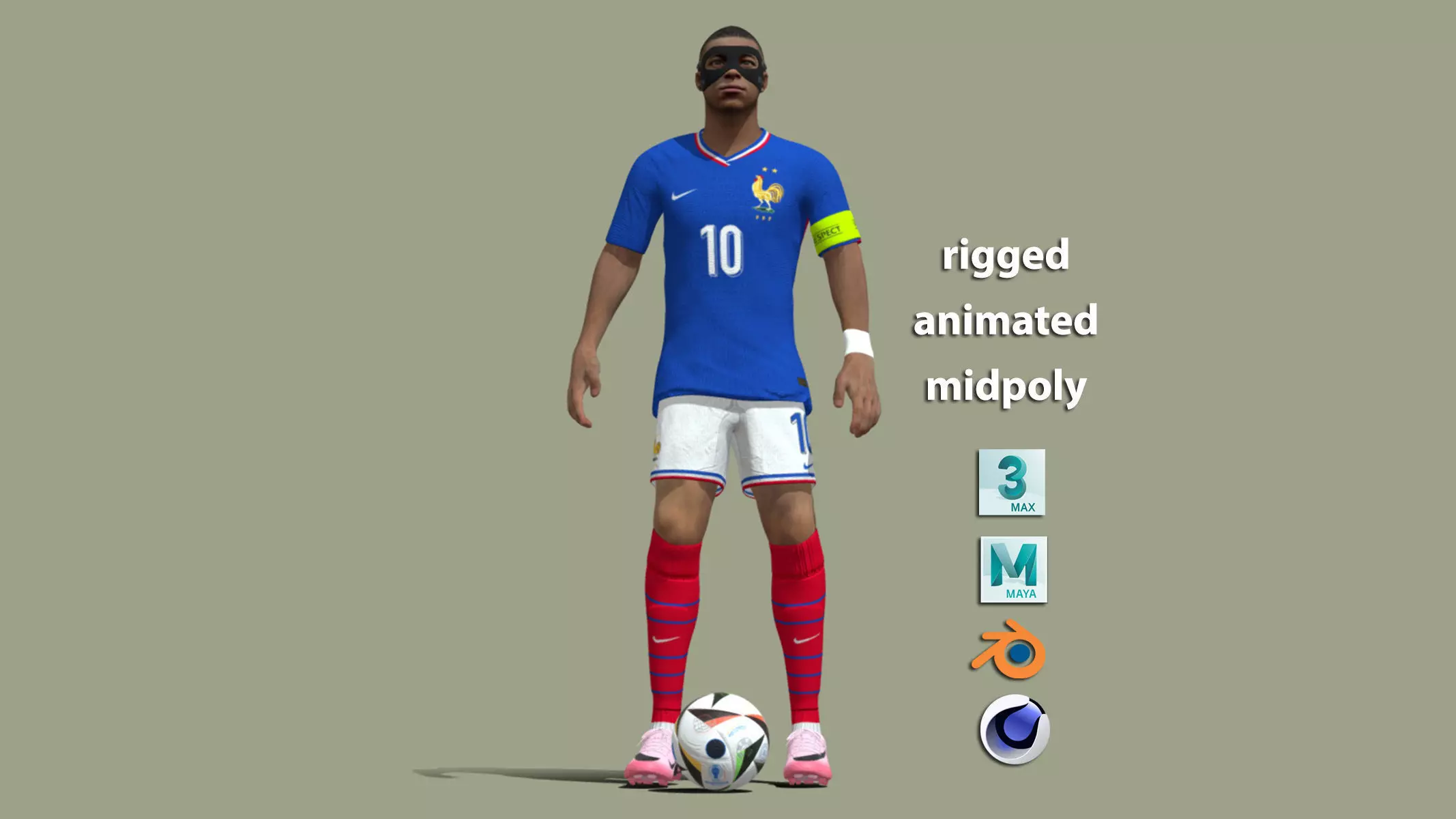 Mbappe France Euro 2024 3D model_0