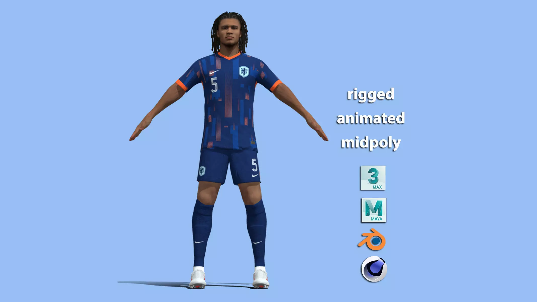 T-Pose Rigged Nathan Ake Netherlands Euro 2024 3D model
