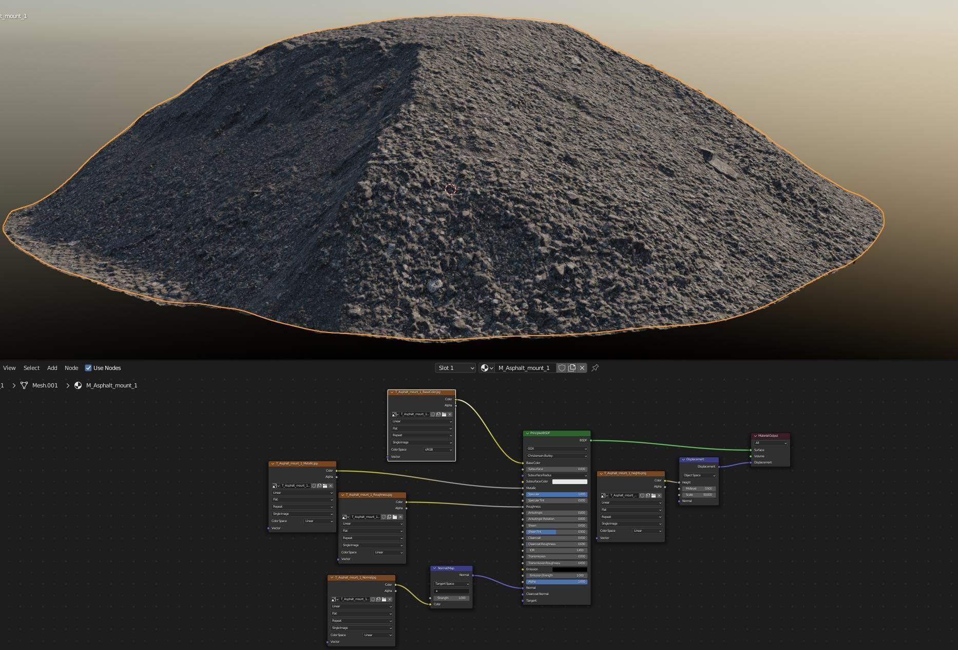 A mountain of asphalt Low-poly 3D model_6