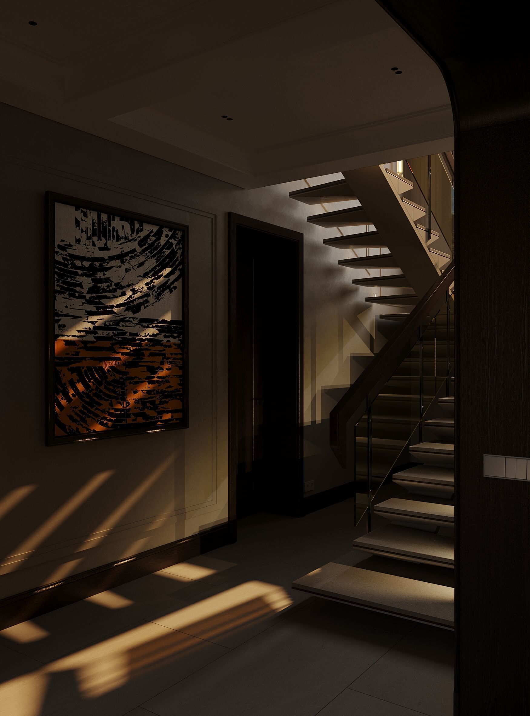Interior Designed Scene with HALLWAY and STAIRS 3D model_2