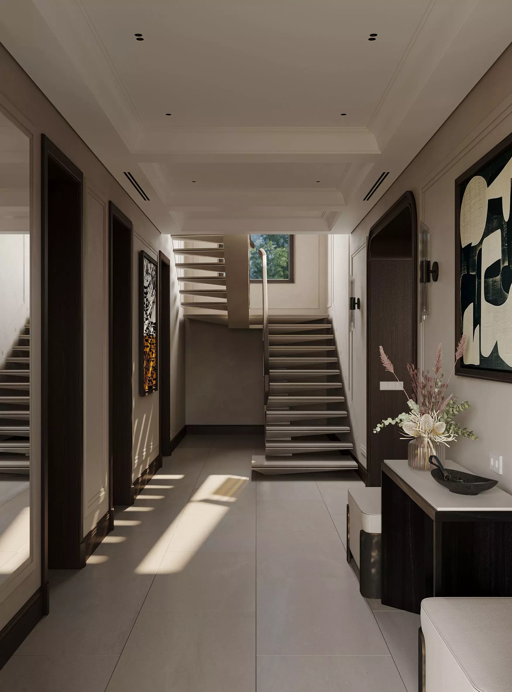 Interior Designed Scene with HALLWAY and STAIRS 3D model_0