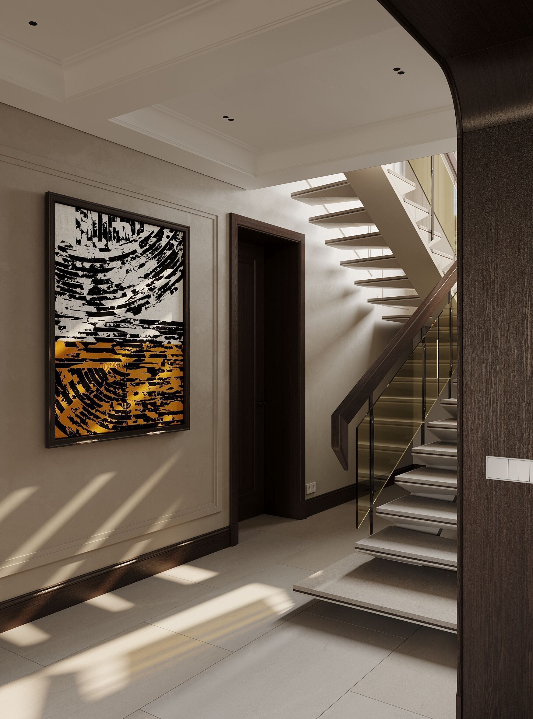 Interior Designed Scene with HALLWAY and STAIRS 3D model_1