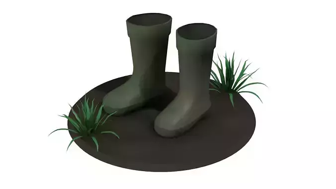 Country work boots Low-poly 3D model