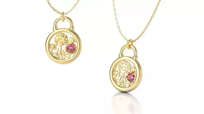 Birthflower Padlock Pendant October 3D print model