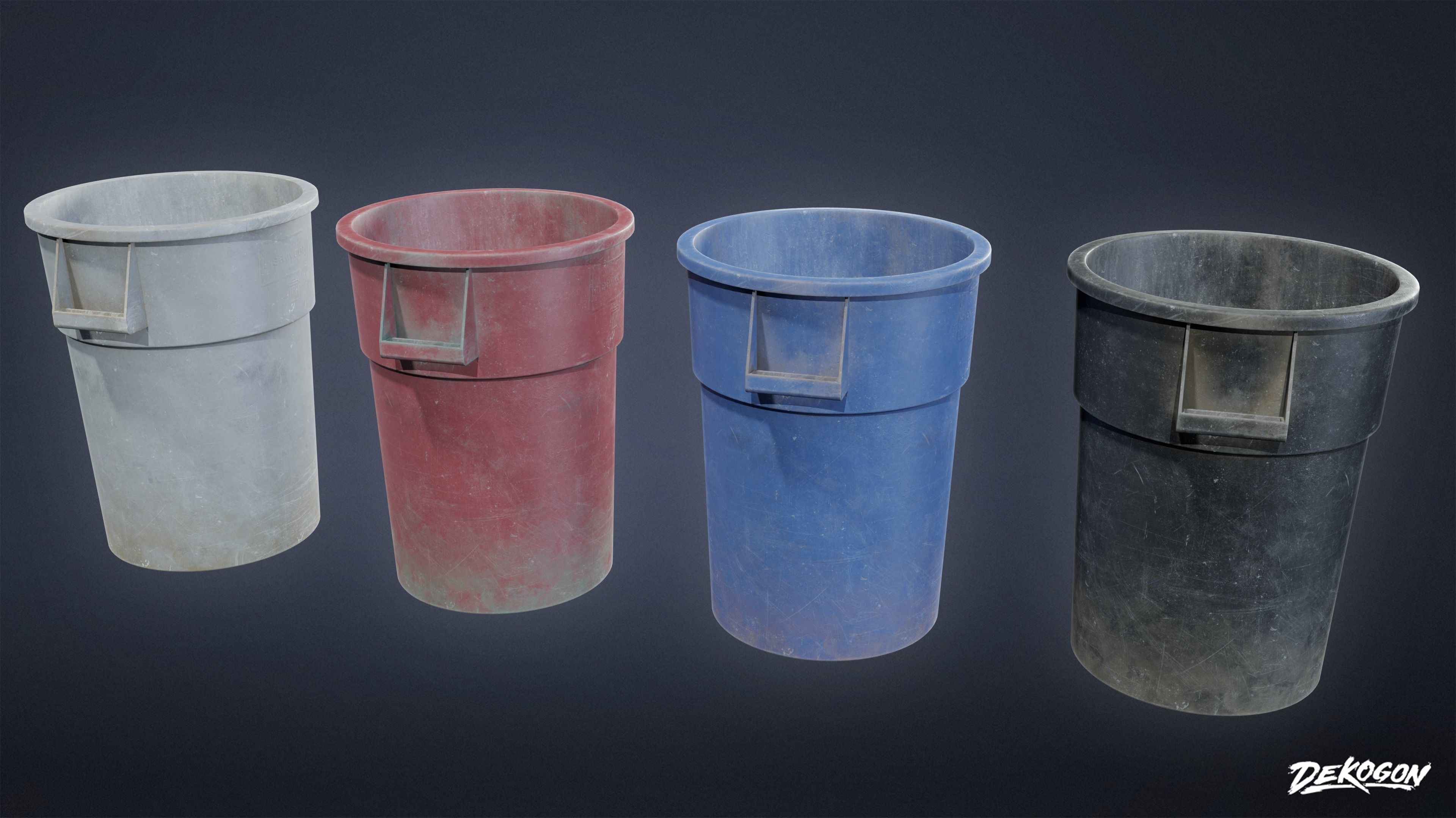 TRASH - Trash Plastic Barrel 01 - LOW POLY Low-poly 3D model_9