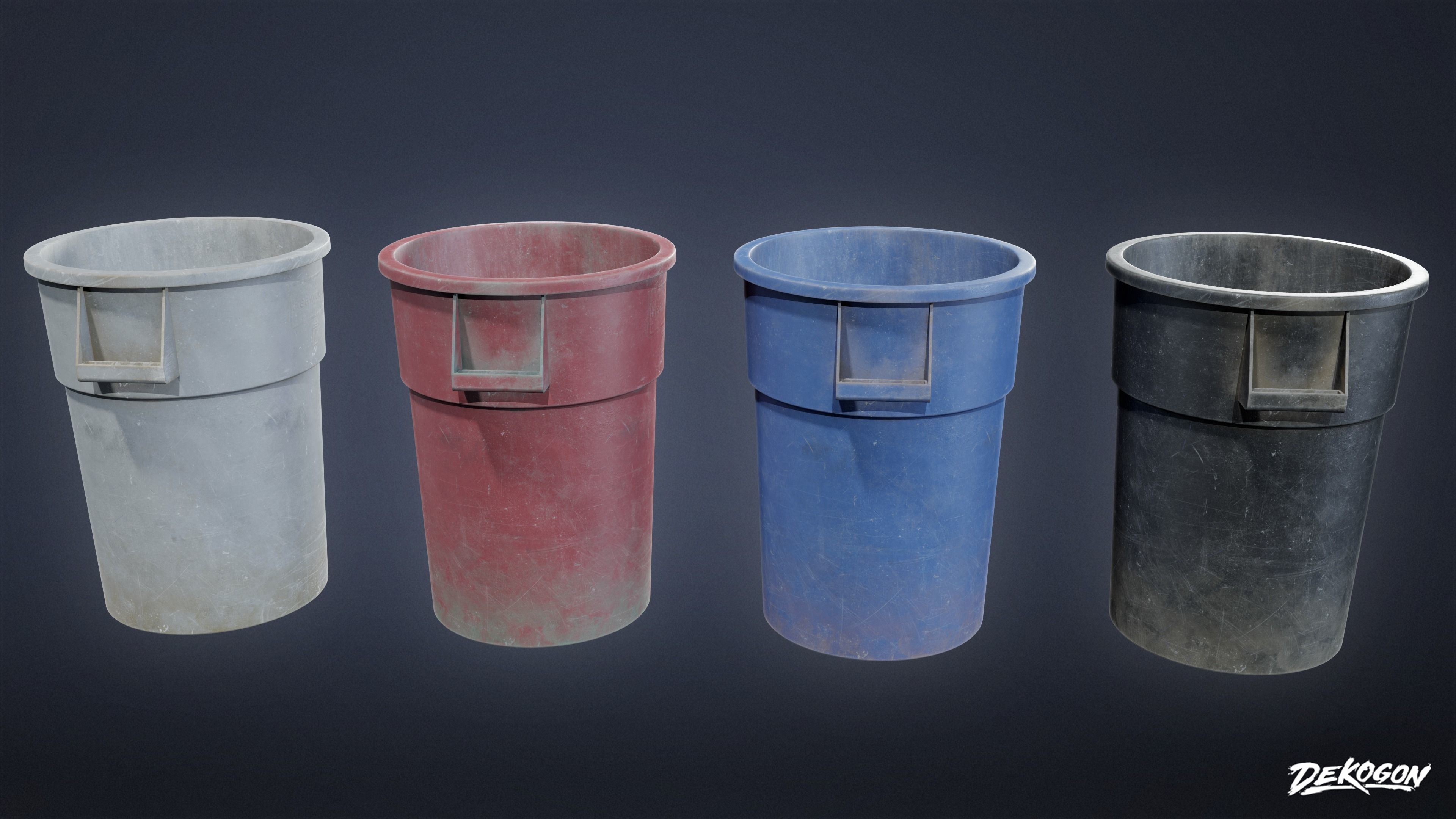 TRASH - Trash Plastic Barrel 01 - LOW POLY Low-poly 3D model_10