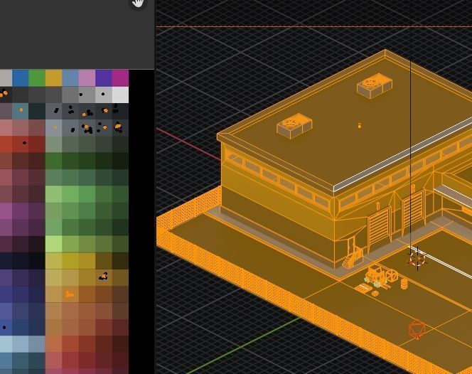 Warehouse Logistics building with forklift and props Low-poly 3D model_9