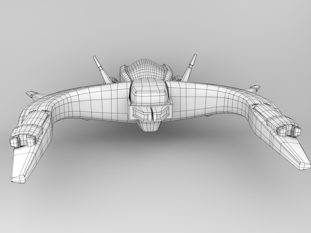 Lowpoly Space Interceptor Low-poly 3D model_6