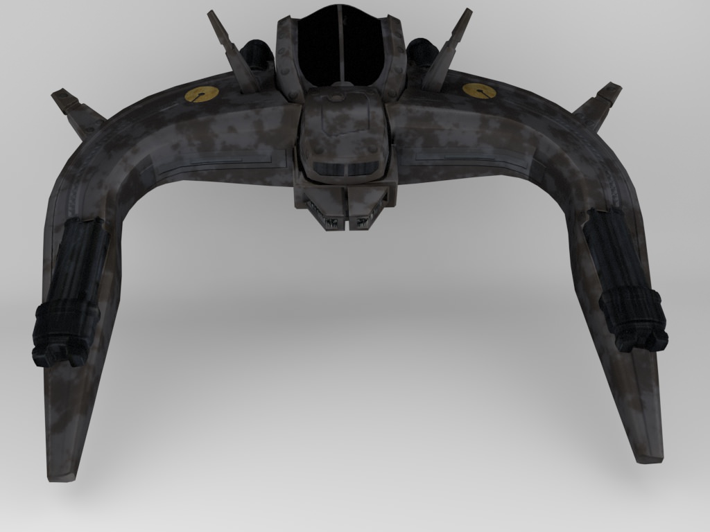 Lowpoly Space Interceptor Low-poly 3D model_5