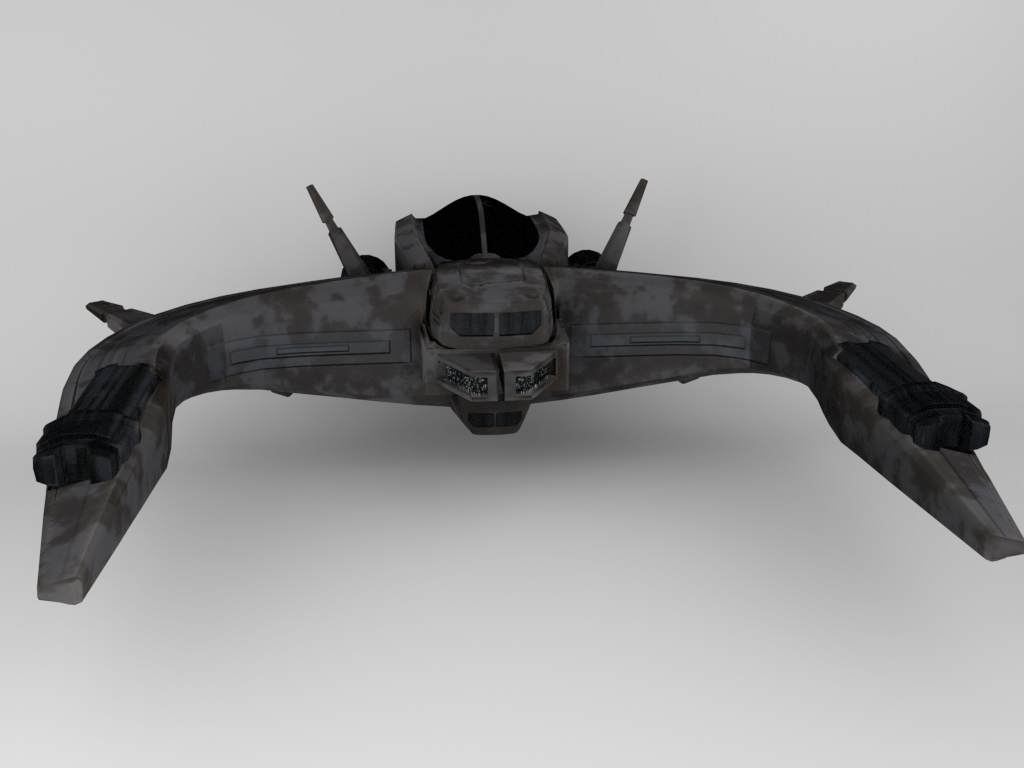 Lowpoly Space Interceptor Low-poly 3D model_1