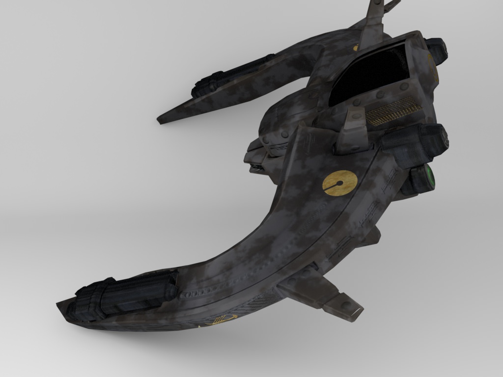 Lowpoly Space Interceptor Low-poly 3D model_4