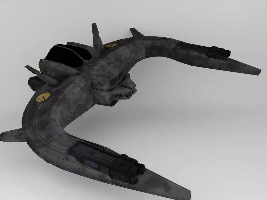 Lowpoly Space Interceptor Low-poly 3D model_0